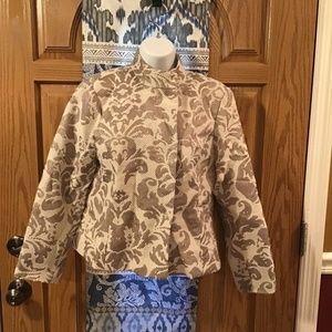 💚3/$25 Coldwater Creek 10P  cream dress jacket gold sparkly accents NWOT